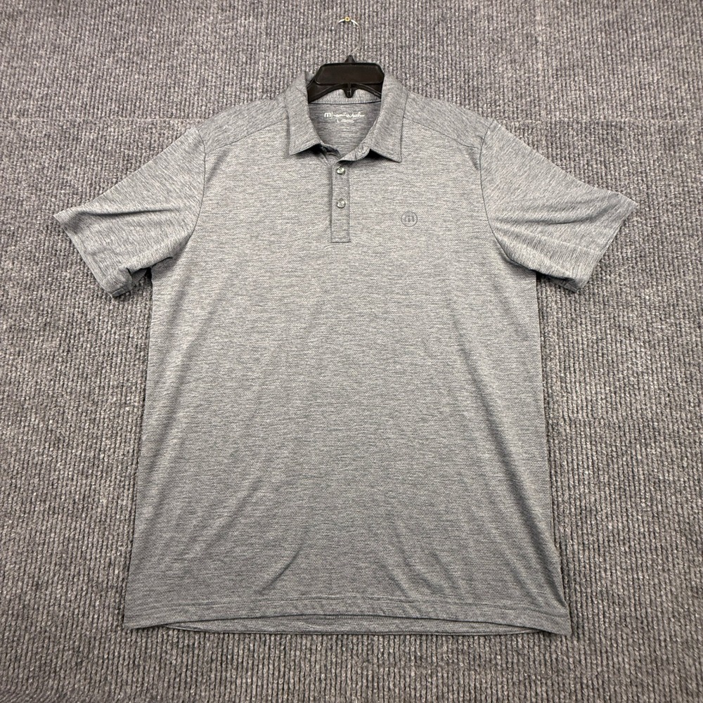 TravisMathew Mens Size Large Heathered Gray Short Sleeve Golf Polo Shirt 1MW445